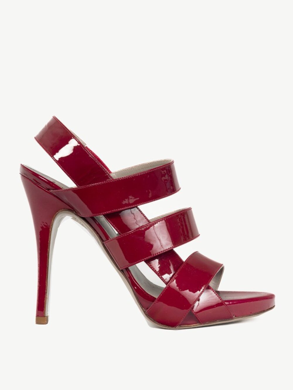 Valentino Garavani Raspberry Patent-Leather Strappy Platform Sandals